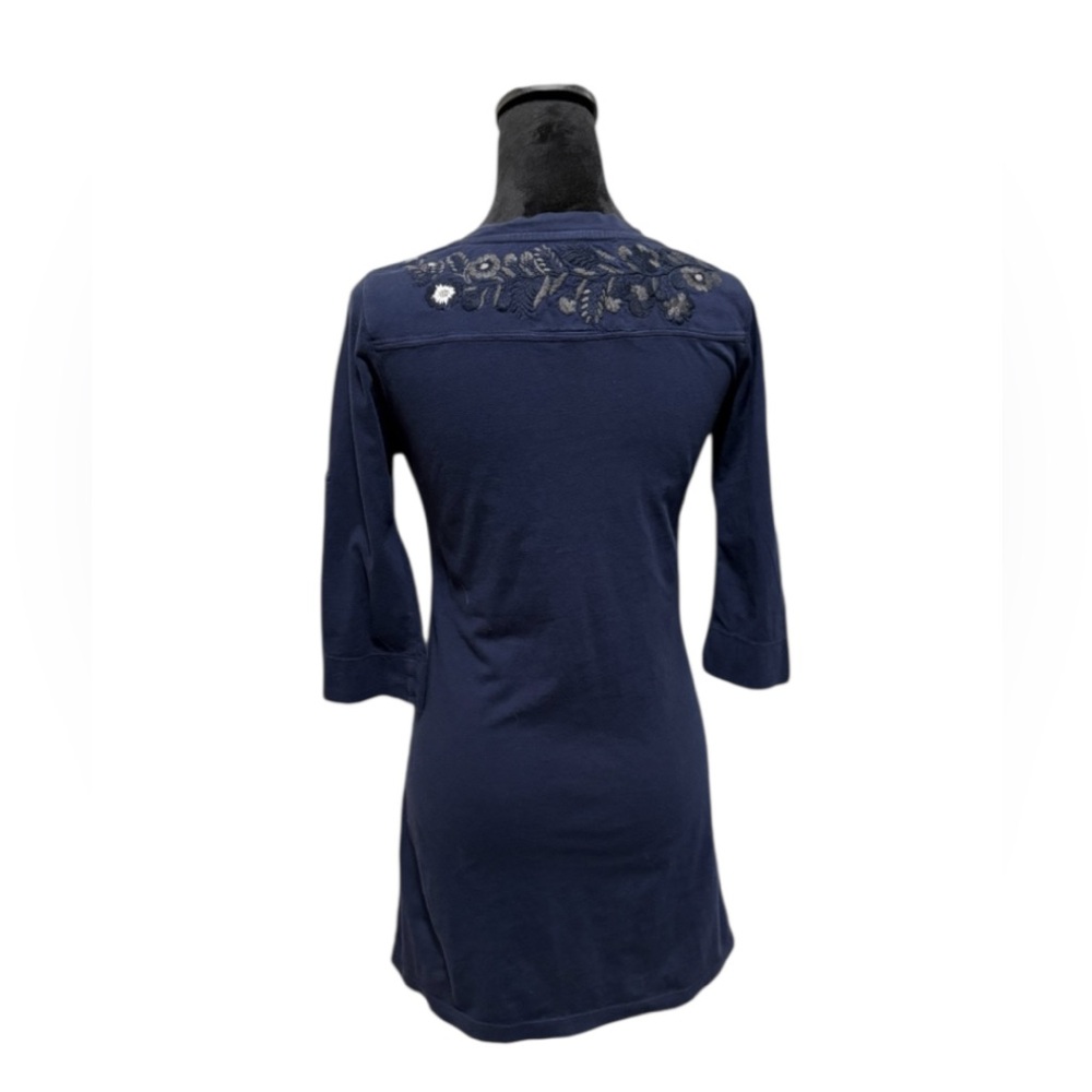Johnny Was‎ Los Angeles Embroidered Floral Tunic Top Bohemian Chic Navy - Picture 3 of 6